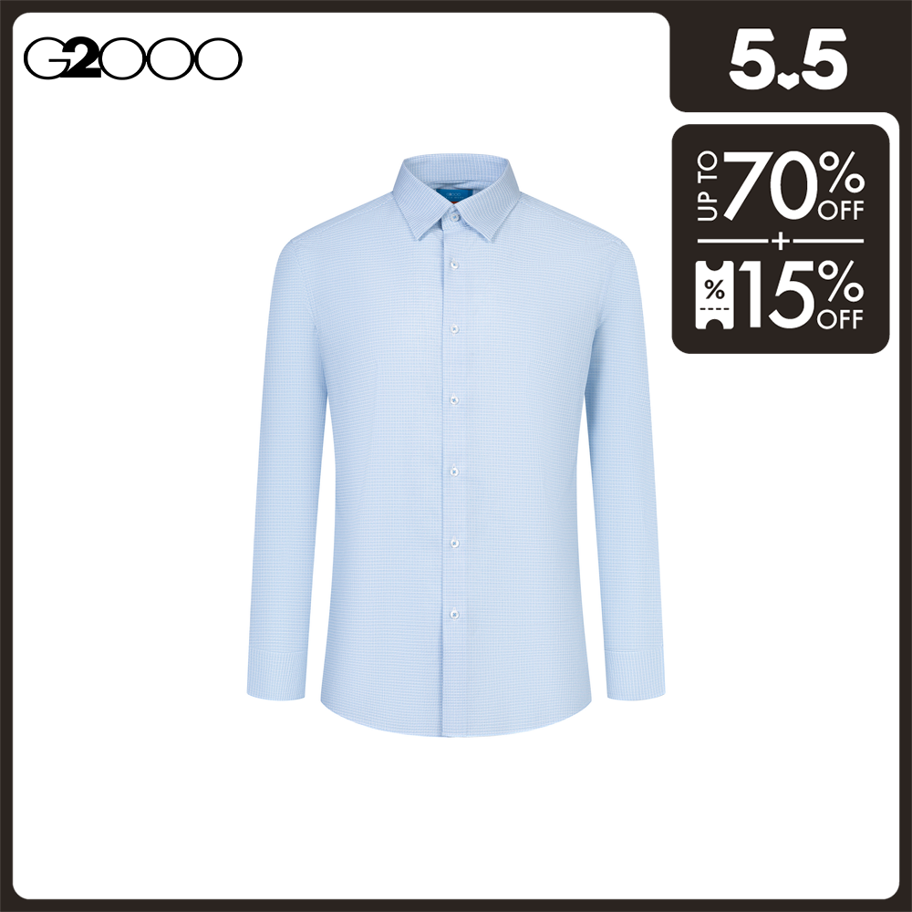 G2000 Men Non-Iron Cotton Spandex Check Dress Shirt