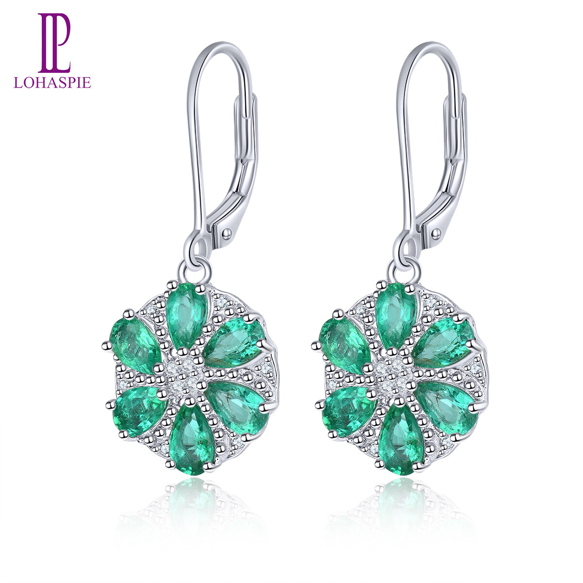 Natural Precious Emerald Silver Drop Earring for Women 2.2 Carat Natural Emerald Classic Wedding Christmas Gift
